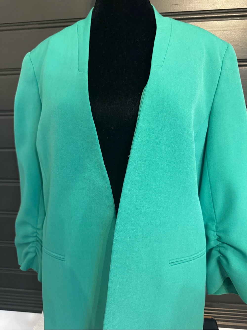 Kasper Women’s Green Open-Front Blazer Jacket